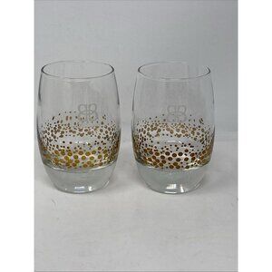 Set of 2 Baileys Irish Cream Clear Glasses With Gold Dots Confetti